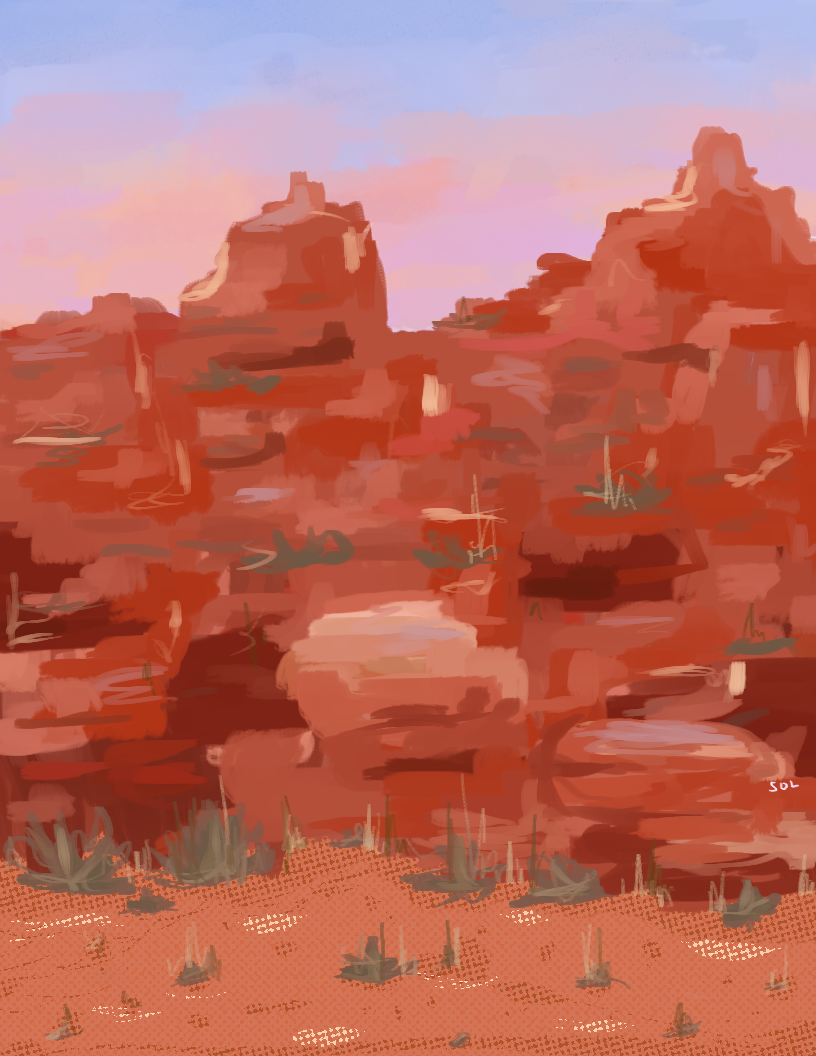 illustration of red rocks